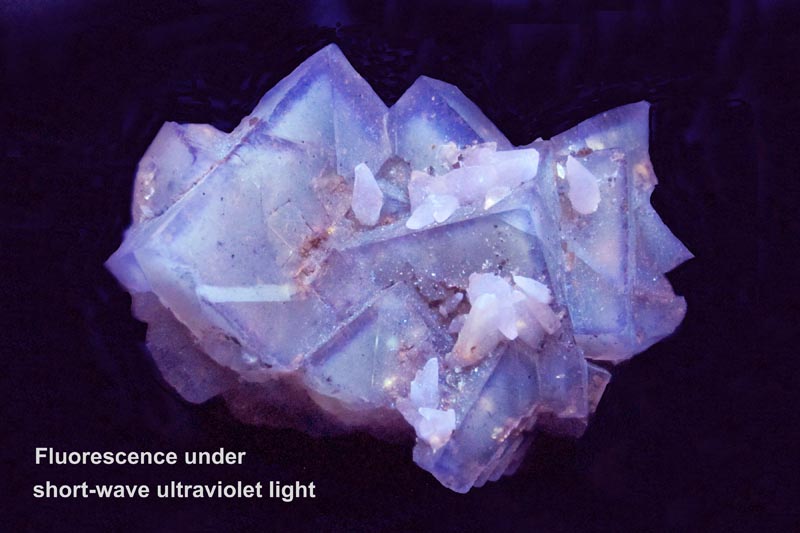 fluorite specimen fluorescing blue